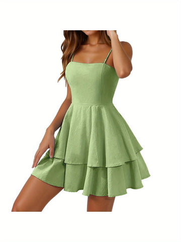 Women's Sleeveless Backless party dress - Mustard yellow A-line mini skirt, Boho to Formal Outfits - Stretchy & Machine Washable Everyday & Evening Wear
