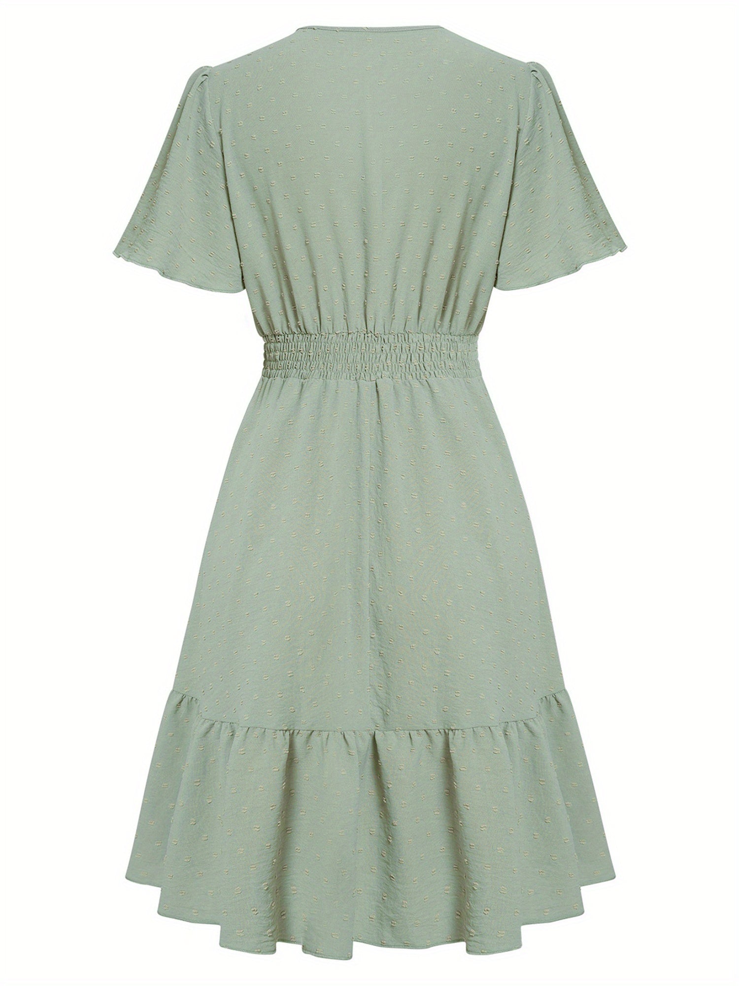 Women A-Lined Dresses, Short Sleeve V Neck Cutout High Waist Midi Party Street Summer Dress