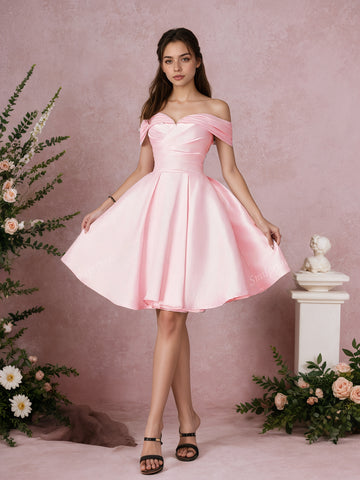 Elegant White Strapless A-Line Party Dress, Modest Formal Gown For Women, Wedding And Prom Dress With Sweet Design, Cocktail Dresses, Homecoming Dress Short