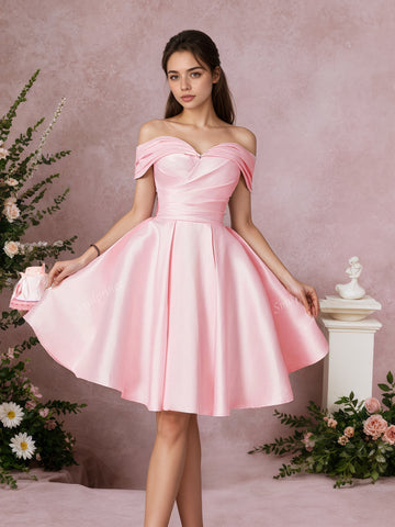 Elegant White Strapless A-Line Party Dress, Modest Formal Gown For Women, Wedding And Prom Dress With Sweet Design, Cocktail Dresses, Homecoming Dress Short